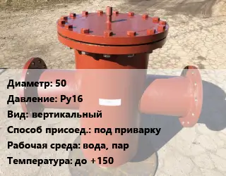 Грязевик 50 P=Ру16 вертикальный под приварку вода, пар до +150